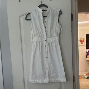 Diane Von Furstenberg White Button-Down Mini Dress